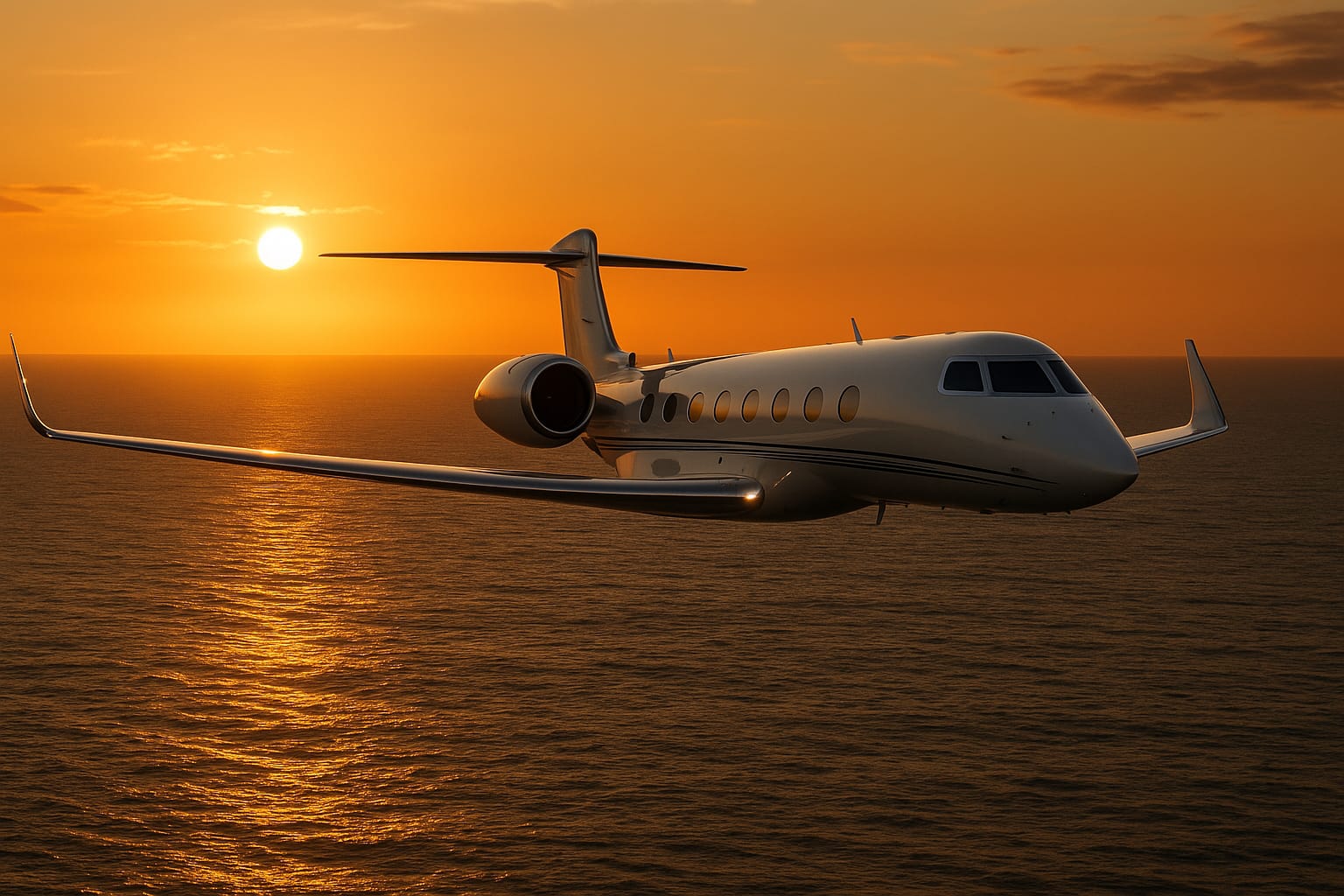 Bombardier Global landing at dusk
