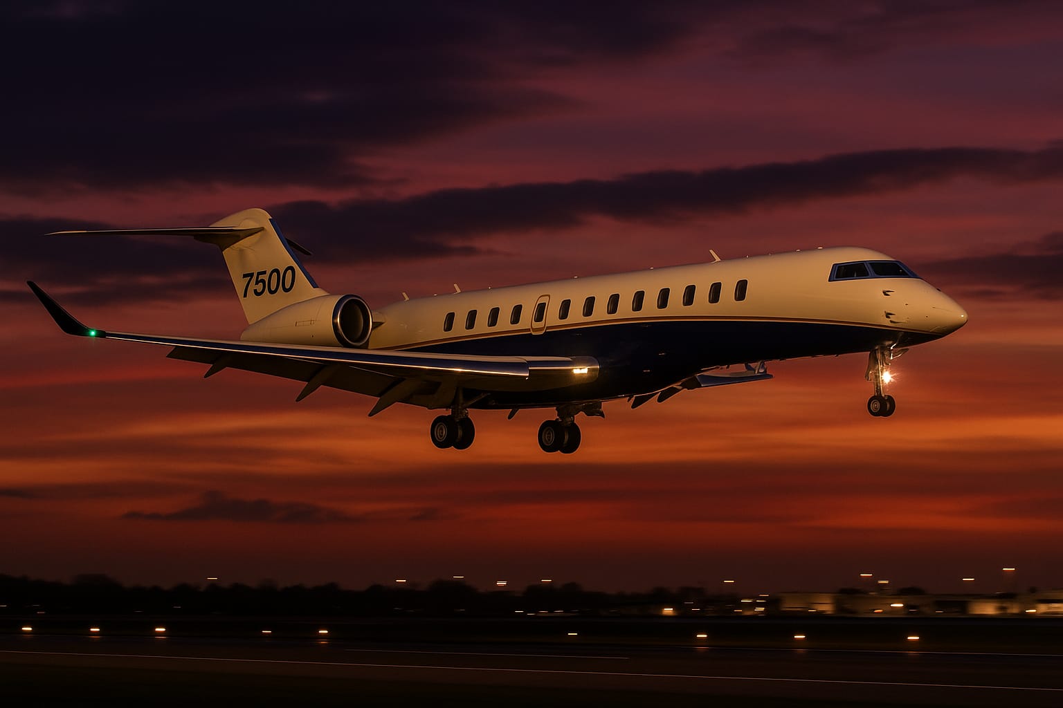 Citation X on tarmac at night